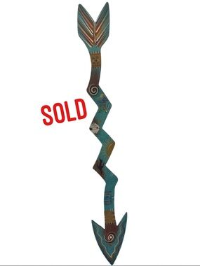 Robert Shields Signed Zig Zag Metal Arrow Wall Art Decorative Colorful EUC